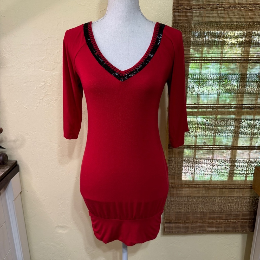 Guess Jeans Red Beaded Top